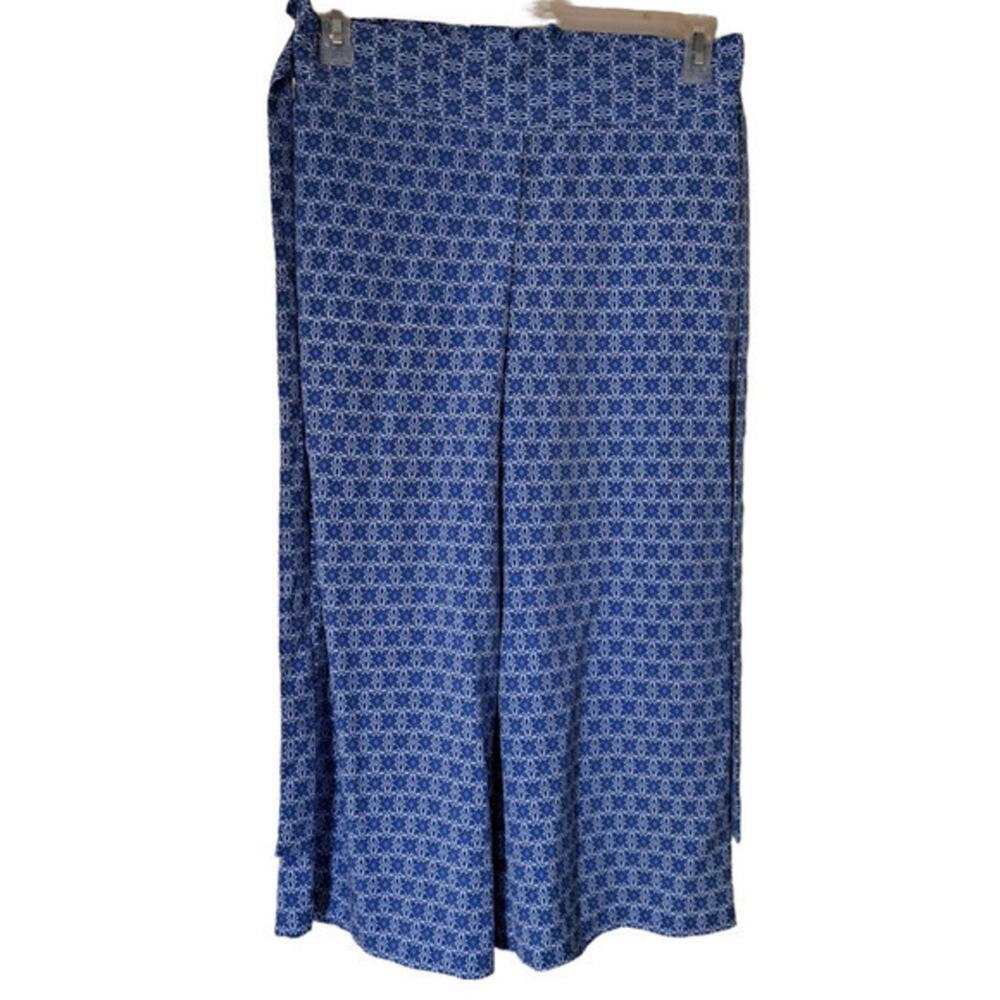 NWT The Limited Belted High Waisted Palazzo Pants Blue Turkish Pattern‎ Sz 6